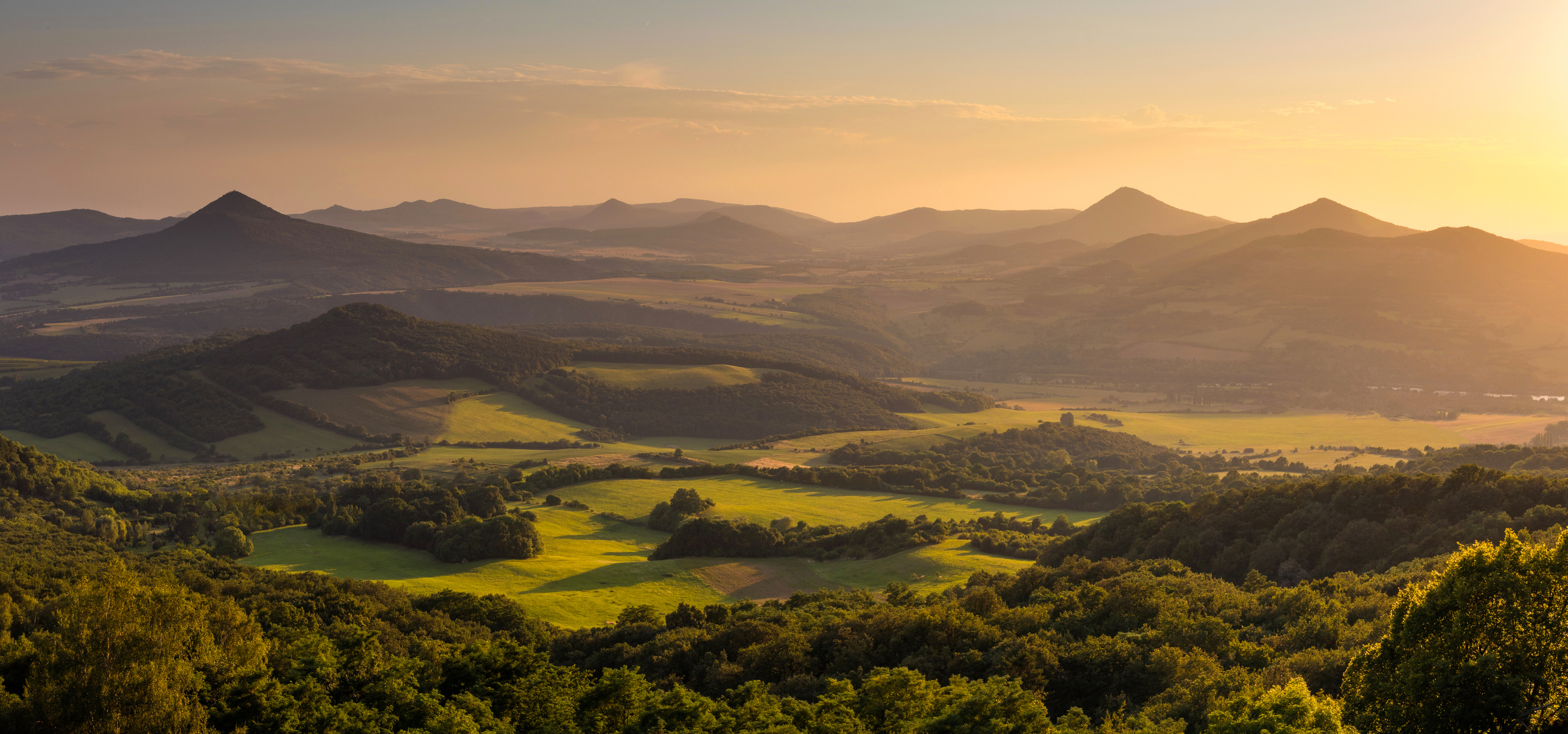 Sunset in Czech Middlemountains, Czech Republic